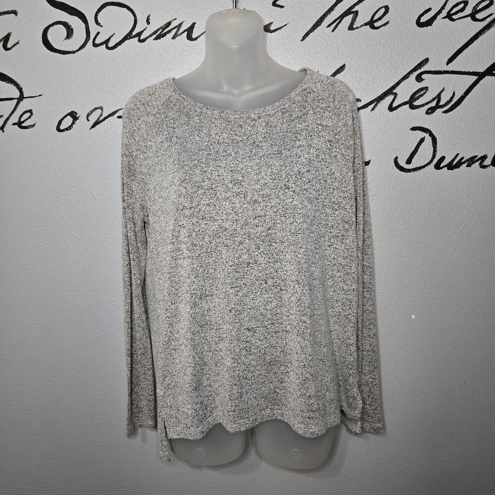 Old Navy Lux Heather Gray Long Sleeve Crew Neck Knit Top, S